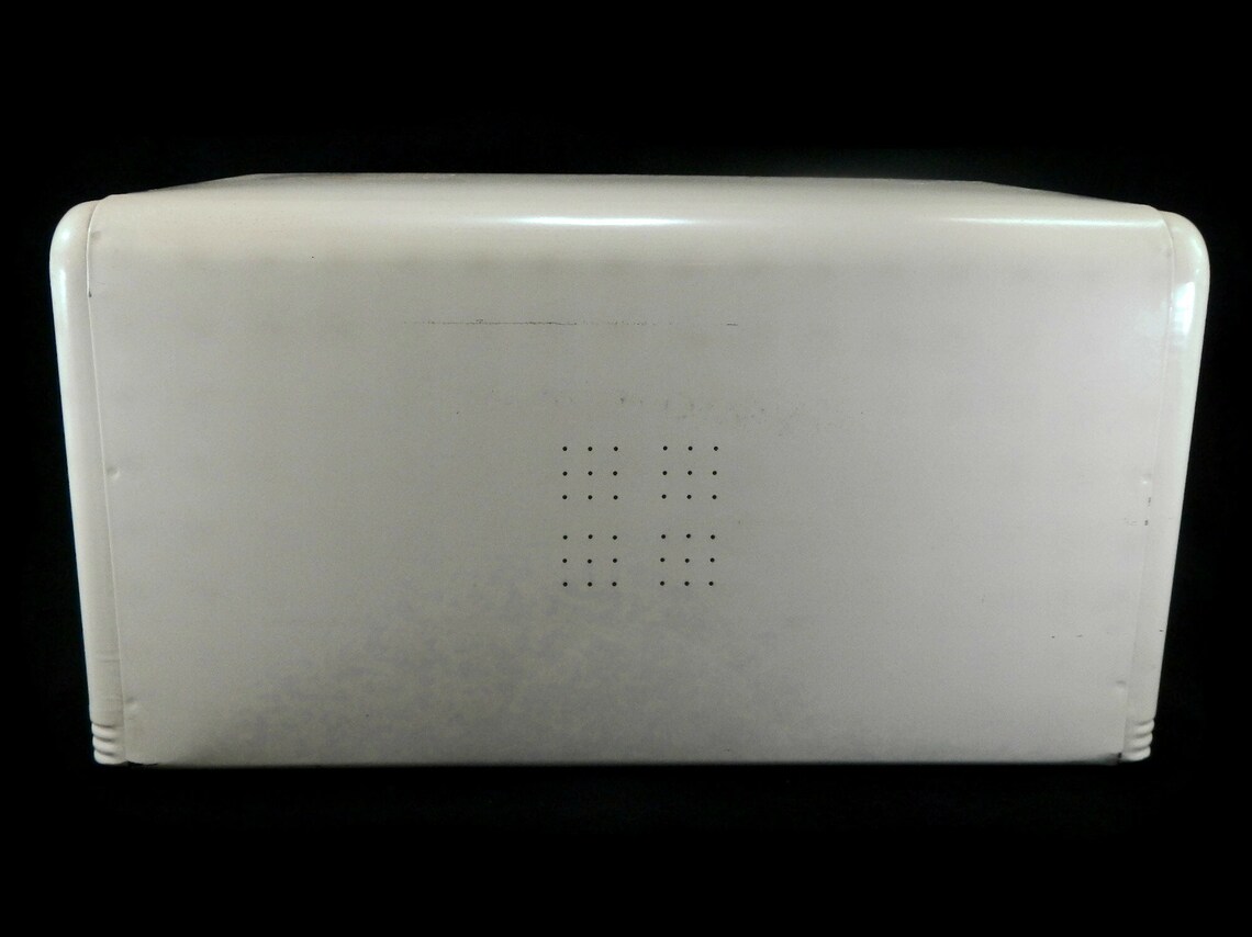 Vintage Metal Bread Box Kreamer Ivory Red Plastic Knob Etsy