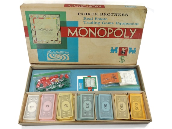 Vintage Monopoly Board Game Parker Brothers, 1961 Family Fun, Classic Game  Night, Real Estate, Property, Atlantic City, Boardwalk 