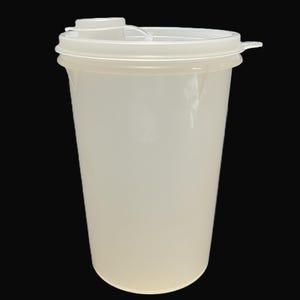 Vintage Tupperware Handolier Container, Lid - sheer, pour lid, 1970s, #321, 36 oz- pantry, kitchen, bulk food storage, picnic, juice
