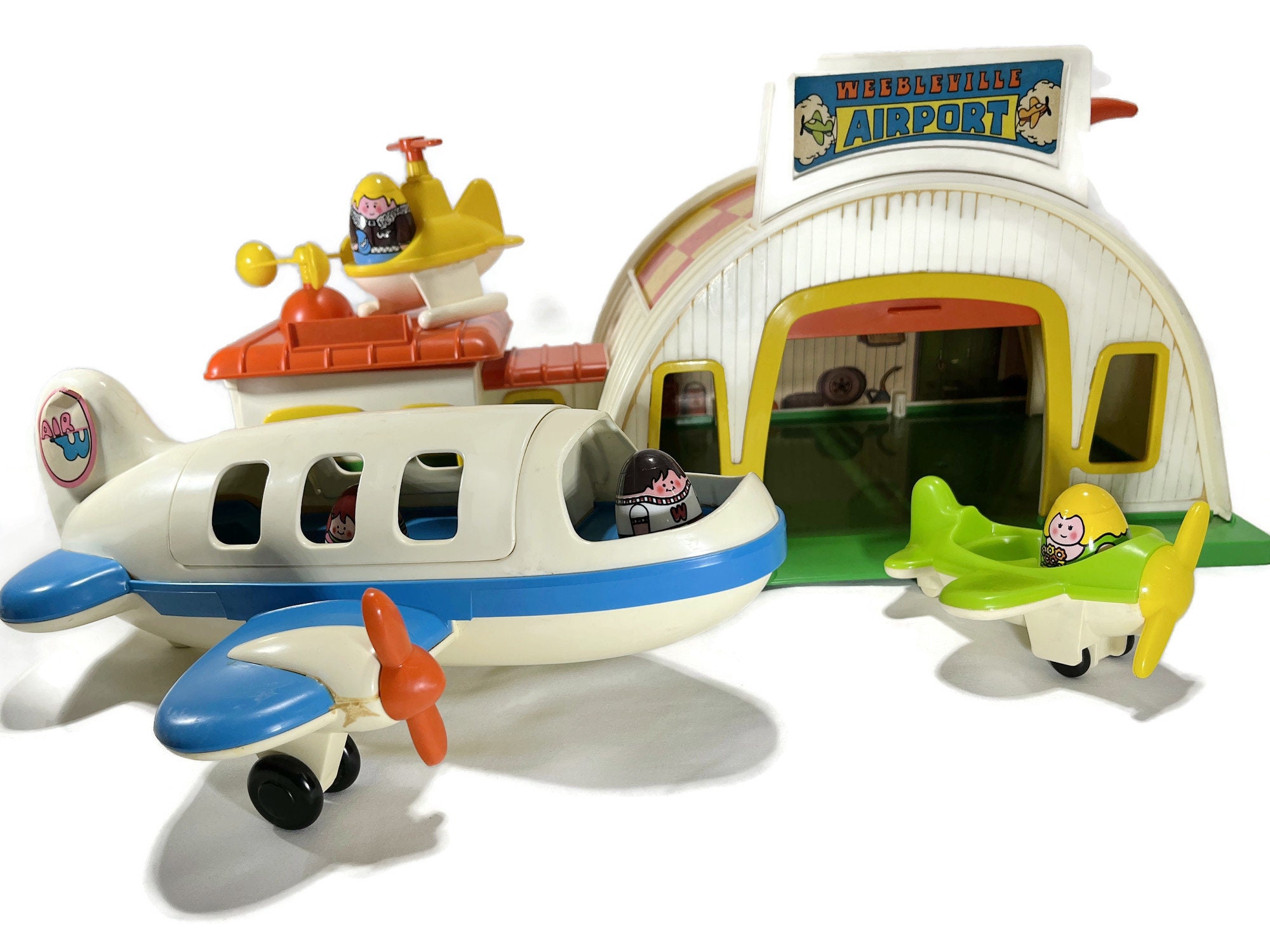 Vintage Hasbro Weebles Airport 1974 596 Airplane Helicopter Retro Kids Children s Toy Make believe Little People Active Toy Etsy