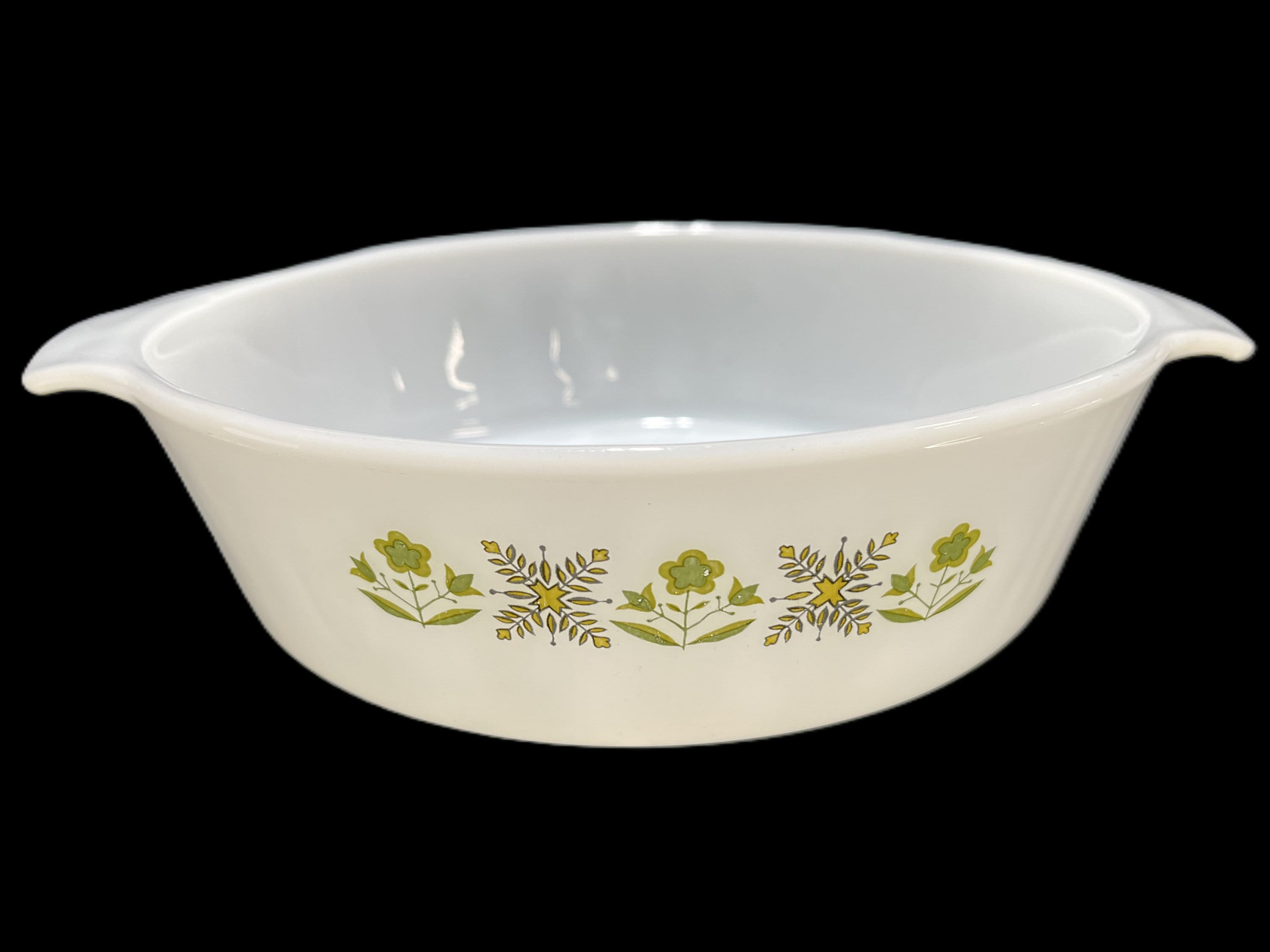 Vintage Fire King Meadow Green Casserole - Green, White, 437, 1.5 