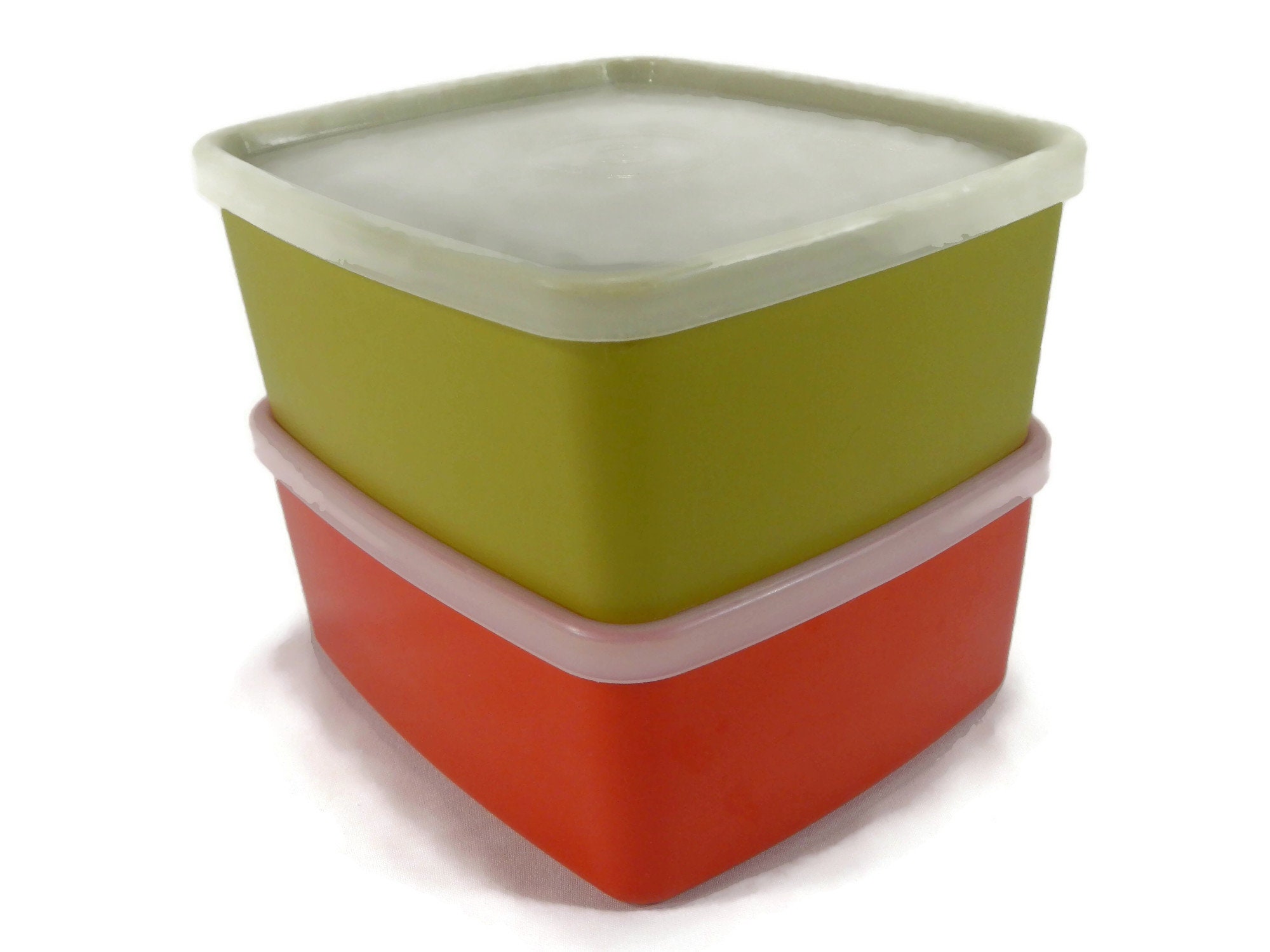 Tupperware Square Rounds 16 Ounce Freezer Containers Set 2 Lime Green Freeze  It