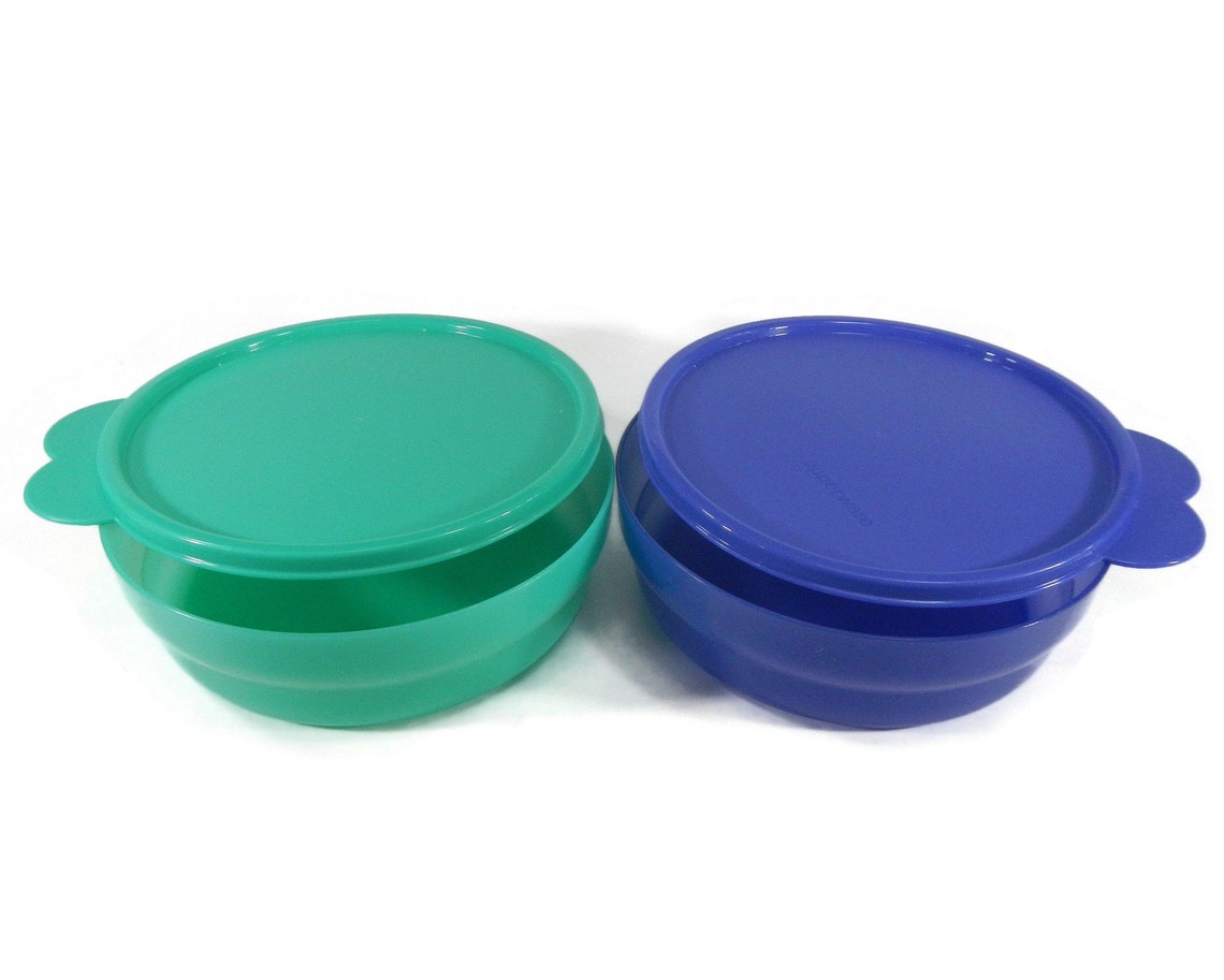 Vintage Tupperware Cereal Bowls/dishes With Lids Green Etsy