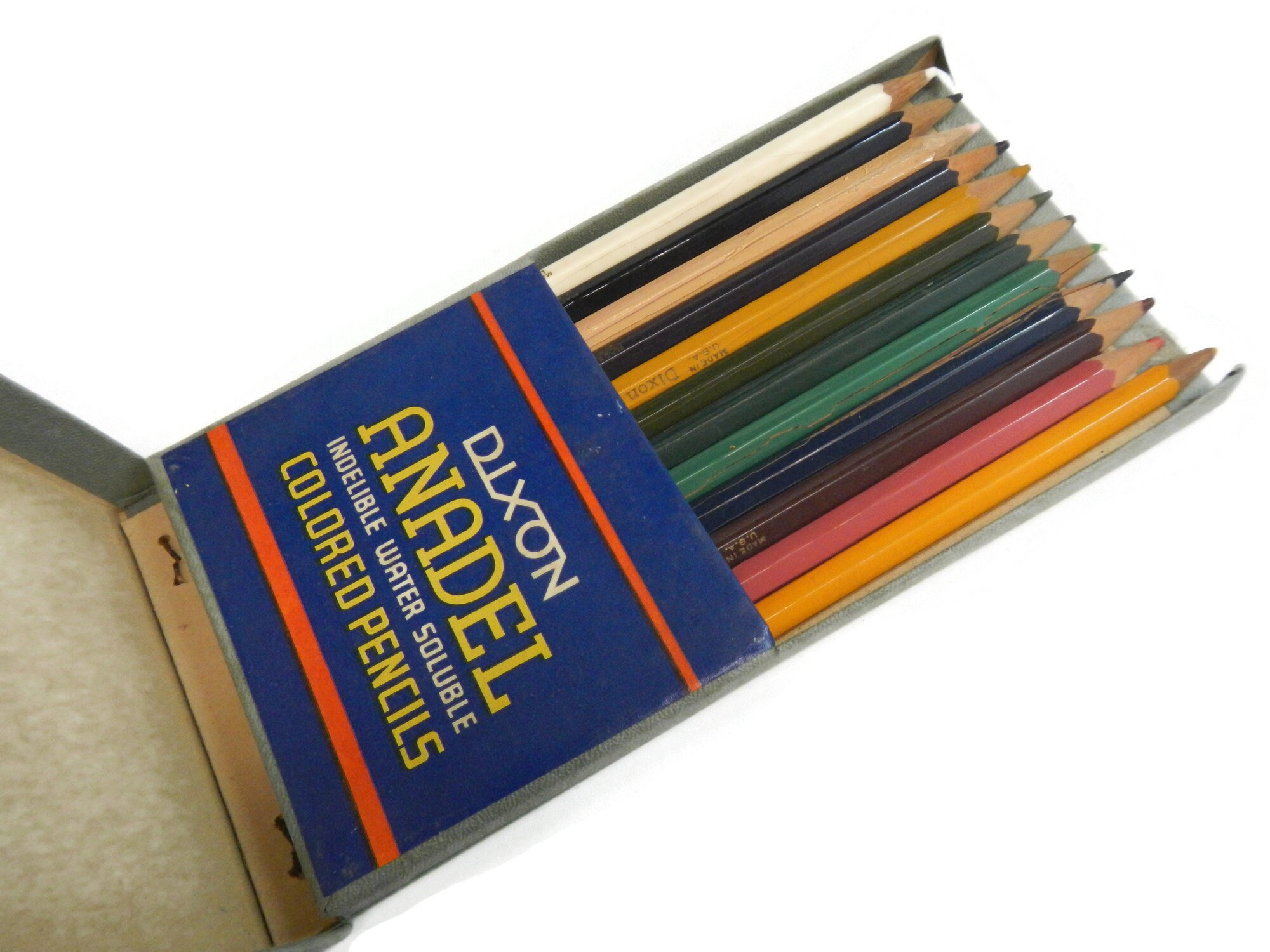 1 Dozen Rare Dixon Circa 1940's Anadel Black Colored Pencil Banded NOS PRE-SHARP 