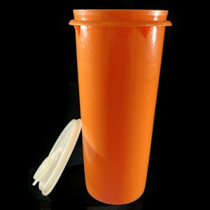 Vintage Tupperware Orange Slimline Pitcher, Lid- #262, #603 pour'n seal, 36 oz- beverage, liquids, storage, pantry, retro kitchen, camping