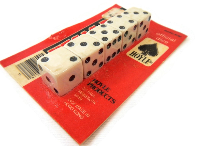 carded family game sealed Hong Kong official set of 5 Vintage Hoyle Vegas Dice card game party game Model 8190-1970s-1980s
