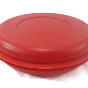 Vintage Tupperware Small Serving Center Tray, Lid - 1708, 1709, red, 2-piece - divided, serving, relish, veggies, party, buffet, storage