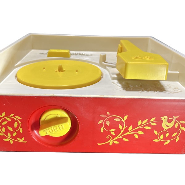 Vintage Fisher Price Music Box Record Player, 5 records - 1971, COMPLETE, #995 -wind-up, retro, plastic, toddler toy,nursery, kids, children