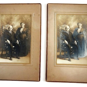 Antique Sepia Toned Photograph of Old Couple - woman, man, grandmother, grandfather, matte,vintage, photo,original,photography,Addison Tracy