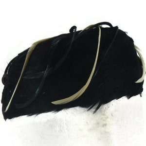 Vintage Feather Pillbox Hat - black, ivory, ladies, dressy- headpiece, wedding, formal, retro, millinery, Easter, derby, traditional, classy