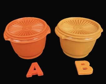 Vintage Tupperware Servalier Bowls, Sunburst Lids - CHOICE: paprika or pumpkin, #886, 20 oz - kitchenware, retro, kitchen storage, leftovers