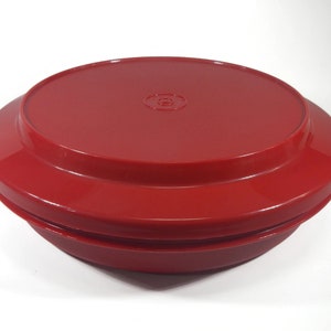 Vintage Large Tupperware Super Seal-N-Serve Bowl with Lid - 8.25&quot; diam, 1970s, brick red - food storage, lunchbox, camping, plate, duo
