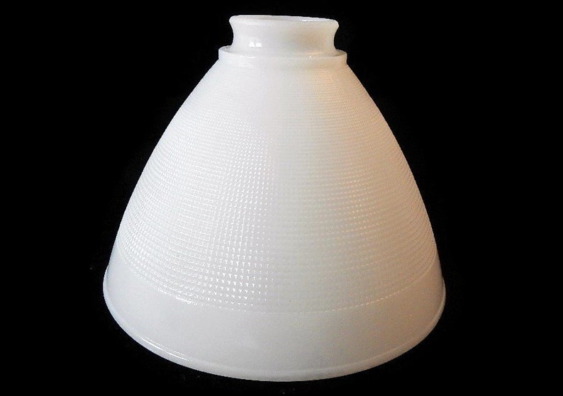 Vintage Allegheny White Milk Glass Lamp Shade 8 Antique Waffle Weave Torchiere Diffuser Decor Globe Replacement Lampshade Mid Century