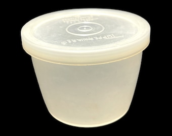 Vintage Tupperware Snack Cup - sheer, #124, soft plastic, Tupper Seal lid - fridge, retro, kitchen, storage, leftovers, lunchbox, container