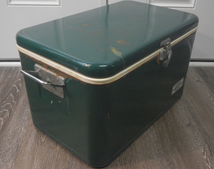 Vintage Thermos Cooler With Tray 1960s Green Drain Etsy