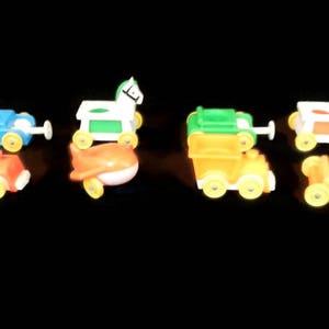 Vintage Fisher Price Little People Vehicles, CHOICE, set of 4 - horse, train, plane, tricycle, wagon, scooter - retro, toy, kids, children