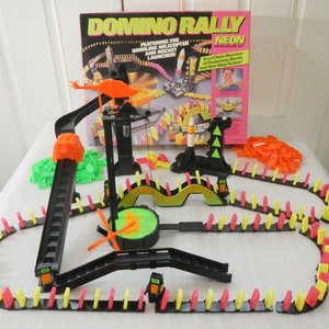 Vintage Domino Rally Neon Super Deluxe Set - Pressman, 1990