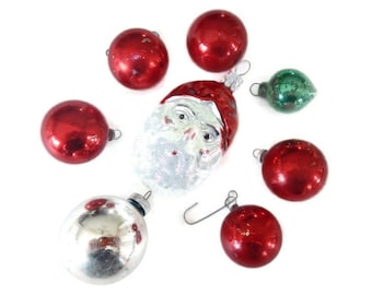 Vintage Christmas Ornaments - Assortment -set of 8, Mid Century