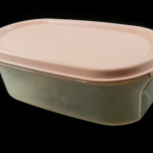 Vintage Tupperware Oval Modular Mates 1, Lid - mini canister, sheer, pink, #1611- container, food storage, pantry, leftover, craft storage