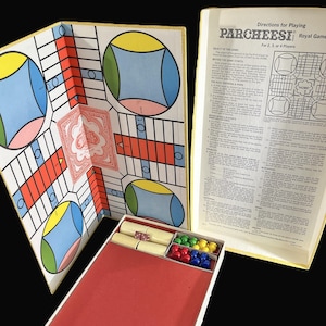 Vintage Parcheesi Game - Royal Game of India - Selchow & Righter, 1975, #2, complete - 2-4 players, classic board game, family game night
