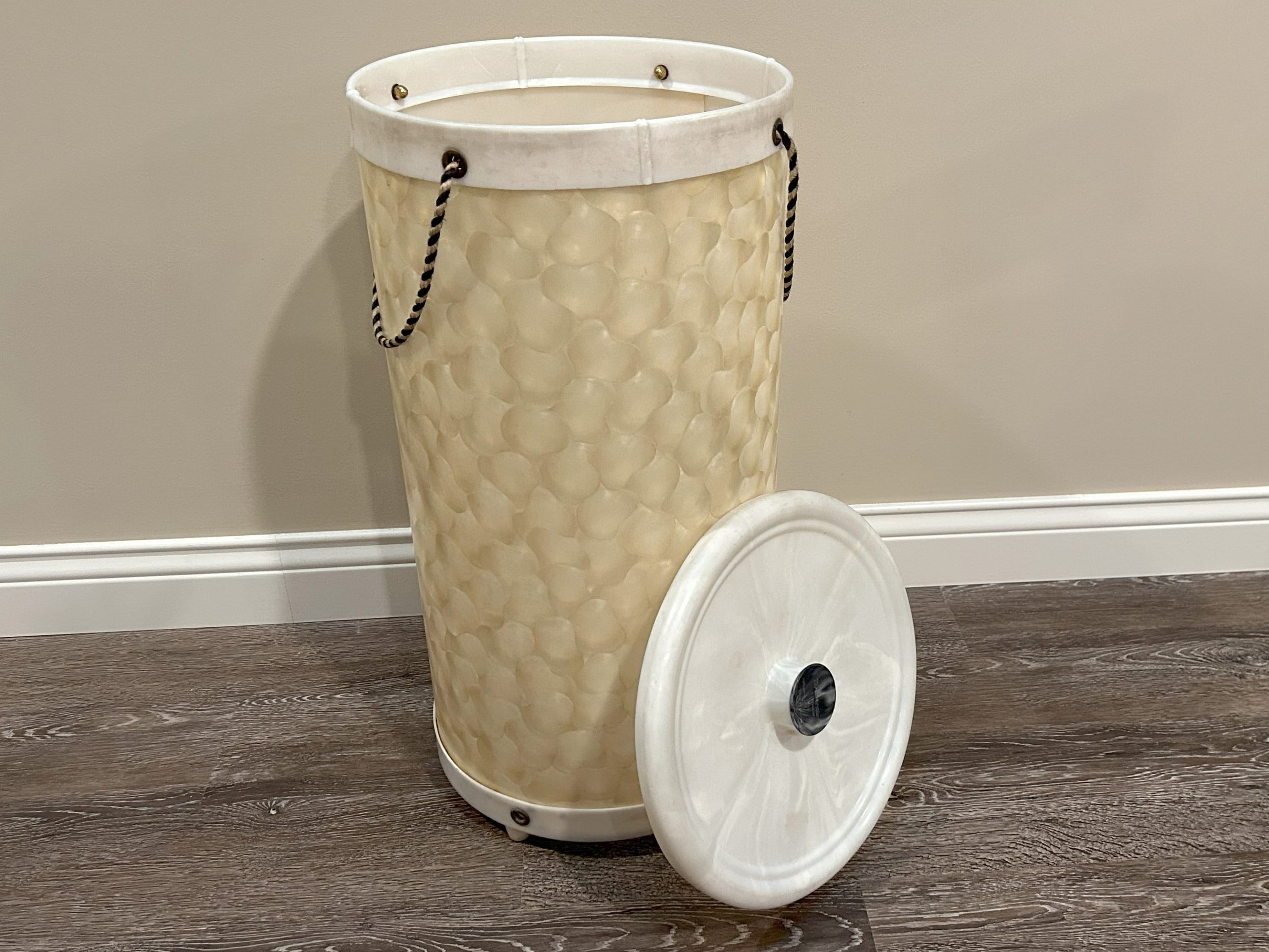 VERY RARE Vintage Tuppercraft Laundry Hamper - Cream, Black, 1958