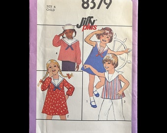 Vintage Simplicity Sewing Pattern 8379 - Girls' Pullover Dress or Top, Jiffy Plus, Size 6, 1977 - children's, kids', shirt, 1970s clothing