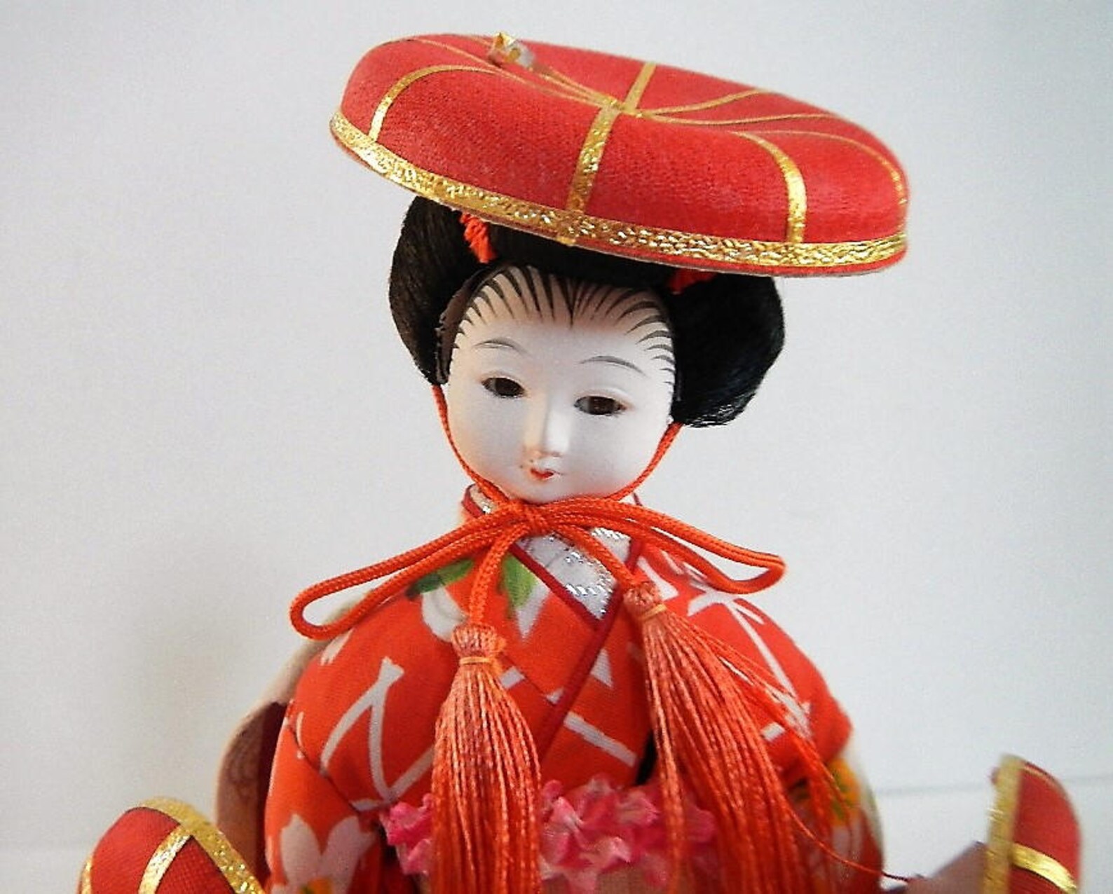 Vintage Japanese Geisha Doll red silk kimono 1950s Gofun Etsy