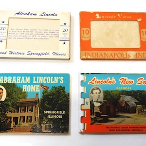 Vintage Souvenir Book, CHOICE - Abraham Lincoln, Springfield, IL, Indianapolis, IN, New Salem- tourist attraction,historical site,Abe&#39;s home