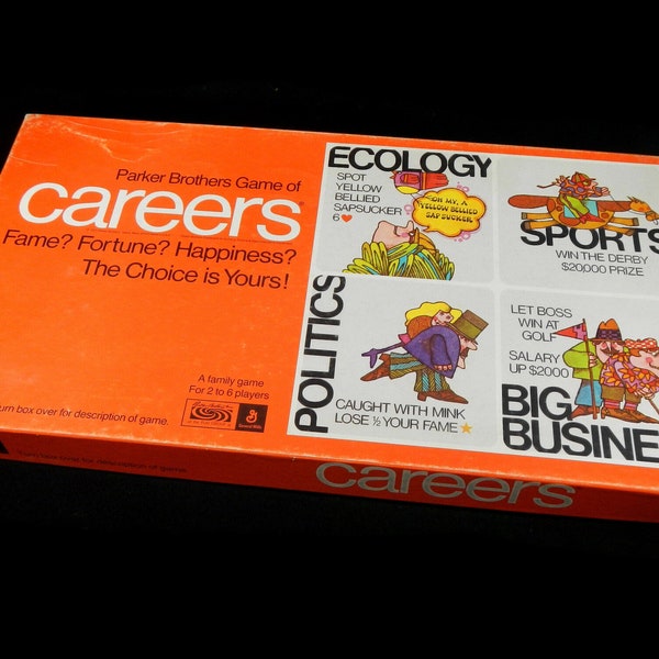 Vintage Careers Board Game - Parker Prothers, 1971, #66 - classic game, game night, family fun, fortune, fame, happiness, 2-6 players