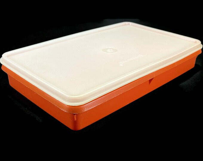 Vintage Tupperware Bacon Keeper Container, Lid Paprika Bottom, Sheer