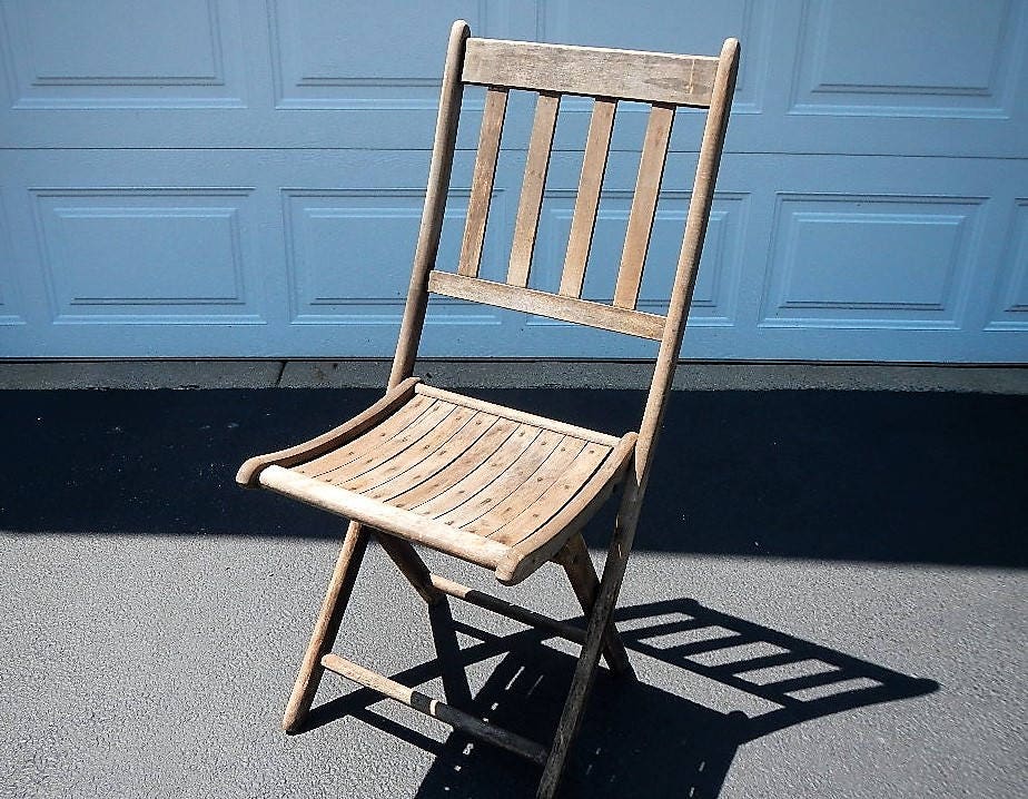 Vintage Wooden Slat Folding Chair Dillingham Mfg Co wood Etsy