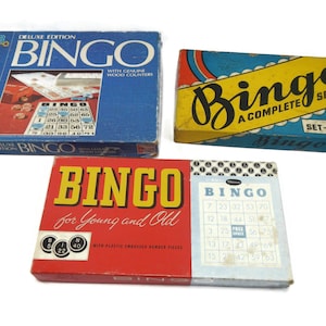 vintage BINGO Game - CHOICE - Milton Bradley, Whitman - jeu de société, soirée de jeux en famille amusante, douche, rétro, décoration, fournitures pour travaux manuels, fournitures