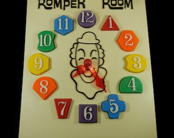 * vintage educational toy ❀ お洒落な トイクロック Vintage Romper Room Fun Time Puzzle Clock - Hasbro, 1970