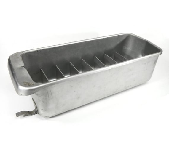 Vintage Aluminum Ice Cube Tray Trigger Tray, Deep Bin, 1950s