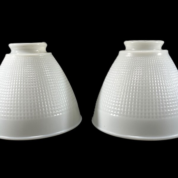 Vintage Corning 6" White Milk Glass Lamp Shade- #820090, antique, waffle weave, torchiere, diffuser, globe,replacement lampshade,mid century