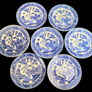 Blue Willow Plate Set - Etsy