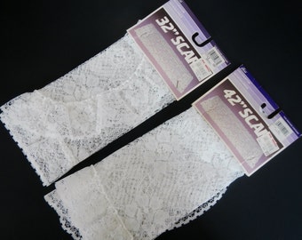 Vintage Doily/Doilies Dresser Scarf or Table Runner - CHOICE, white, lace, 1970s, 32" x 42" - table decor, NOS, new old stock, polyester