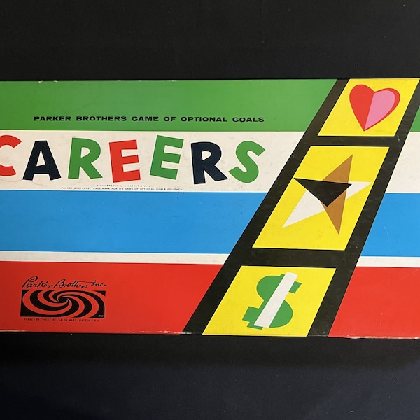 Vintage Careers Board Game - complete, Parker Brothers, 1958, 2-6 players - classic, family fun, game night, fortune, fame, happiness, goals