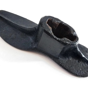 Antique Cobbler Shoe Form - cast iron, shoemaker, door stop, rustic decor, man cave, primitive, metal, vintage,industrial, painted black
