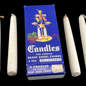 Vintage Candles for Giant Angel Chimes - set of 4, made in Sweden, 100% stearin - Christmas, holiday decoration, Xmas, nostalgia, orig box