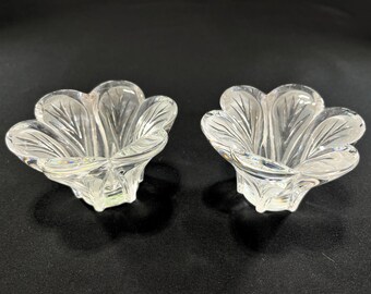 Vintage Cristal d’Arques France Candlestick Holders – 1980s Frosted 24% Lead Crystal Pair, Floral Cut Design, Elegant Home Décor Set