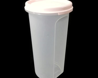 Vintage Tupperware Modular Mates Round 3, Lid - 22 oz, sheer, pale pink, 1641, 1607 - container, pantry, craft storage, lunchbox, leftover