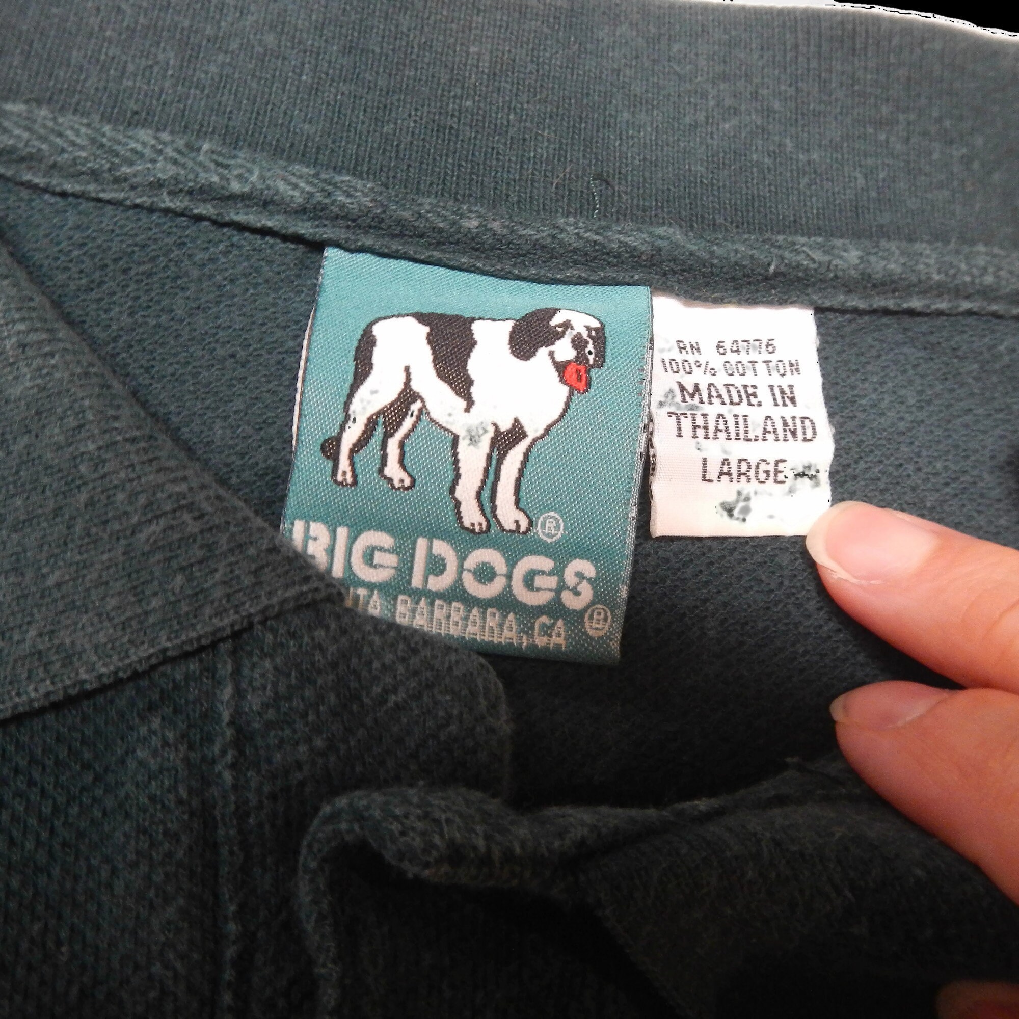 Vintage Big Dog Polo Shirt adult size L green 90s short Etsy