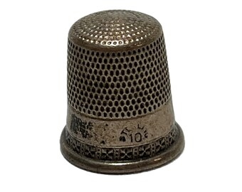Antique Thimble - sterling silver, size 10, possibly Simon Bros. - vintage sewing collectible, sewing notions, thimble collection, classic