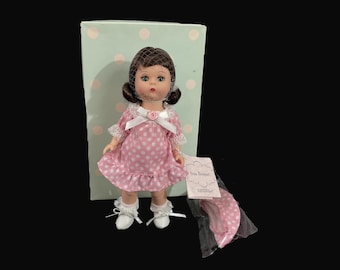 Vintage Madame Alexander Doll - Sun Bonnet, original box, 35365 - 8" tall, pink & white polka dot dress, doll tag, collectible doll