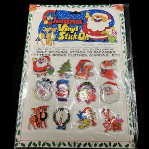 Vintage Christmas Puffy Sticker Sheet- unused, 1980-90s nostalgia, collectible, retro, junk journal, scrapbooking, paper crafts, memorabilia