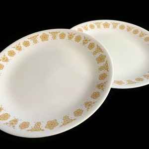 Vintage Corelle Butterfly Gold Lunch or Salad Plate - set of 2, 8-1/2&quot; diameter, 1970s - Pyrex, CorningWare, microwave, harvest, dinnerware