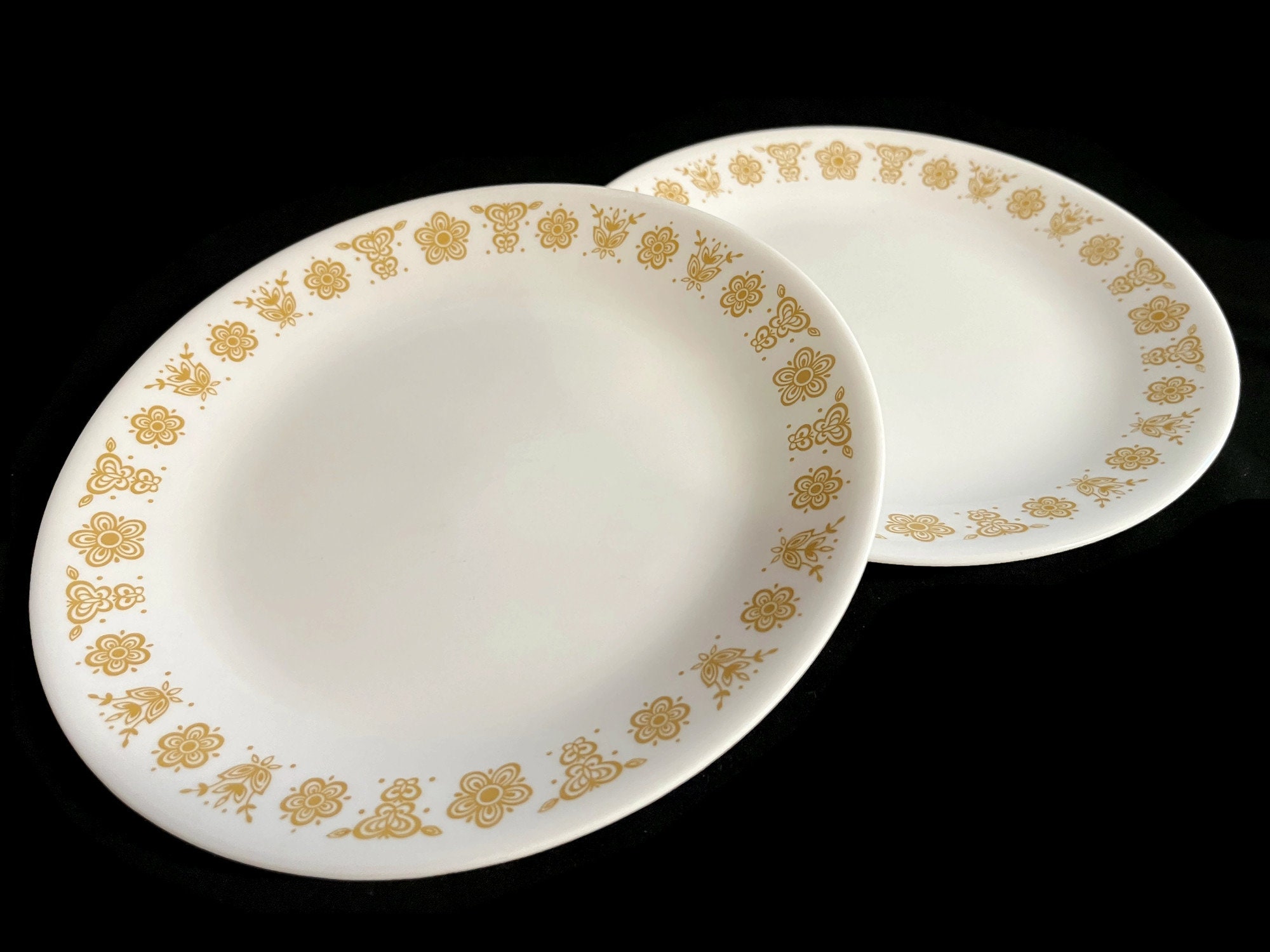 Vintage Corelle Butterfly Gold Lunch or Salad Plate - Set of 2, 8
