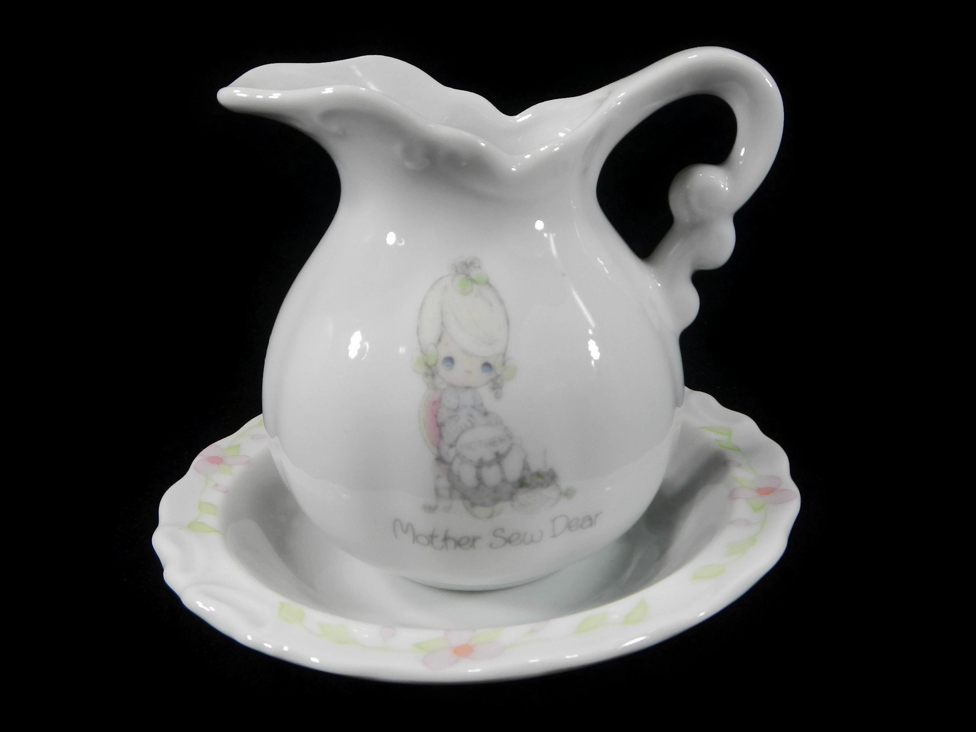 Vintage Precious Moments Mini Pitcher & Bowl - Enesco