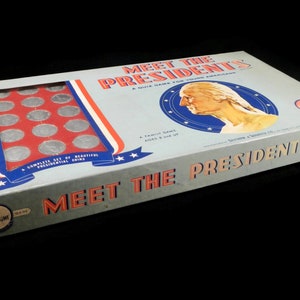 Vintage Meet the Presidents Game -Selchow & Righter, 1961 -COMPLETE -educational game, US government, 2-4 players, ages 8-adult, White House